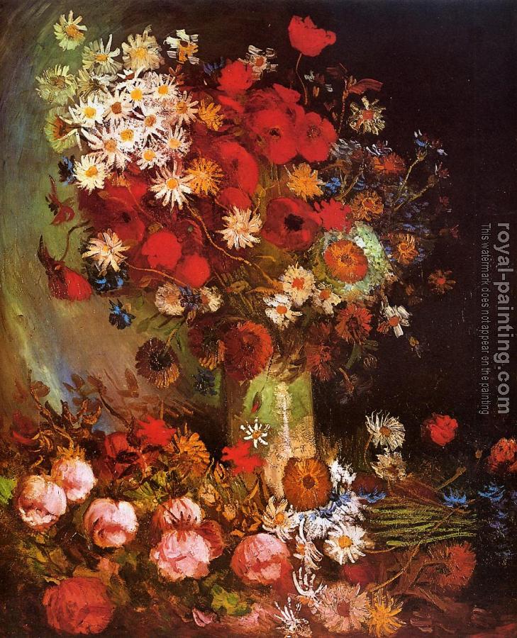 Vincent Van Gogh : Vase with Poppies, Cornflowers, Peonies and Chrysanthemums